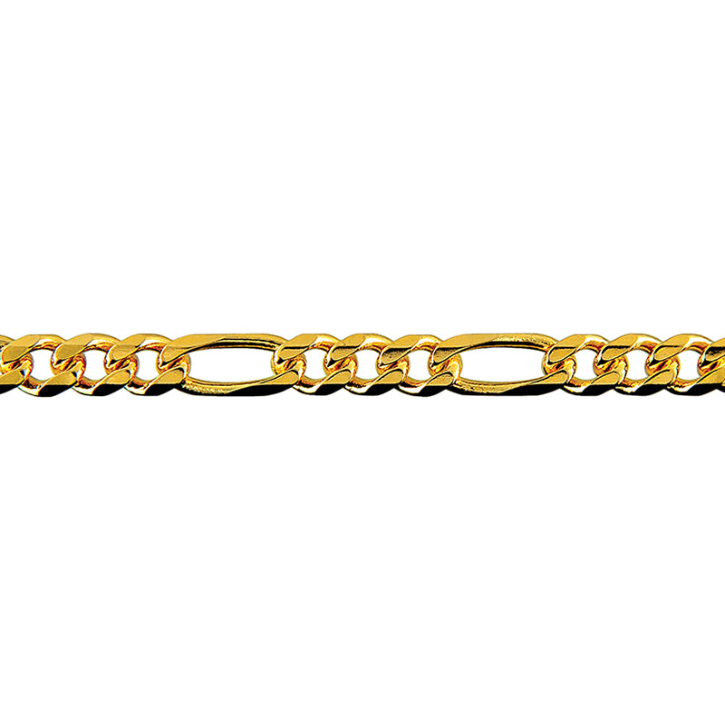 Bevelled Figaro Diamond Cut Chain 5.40mm — Yellow Gold