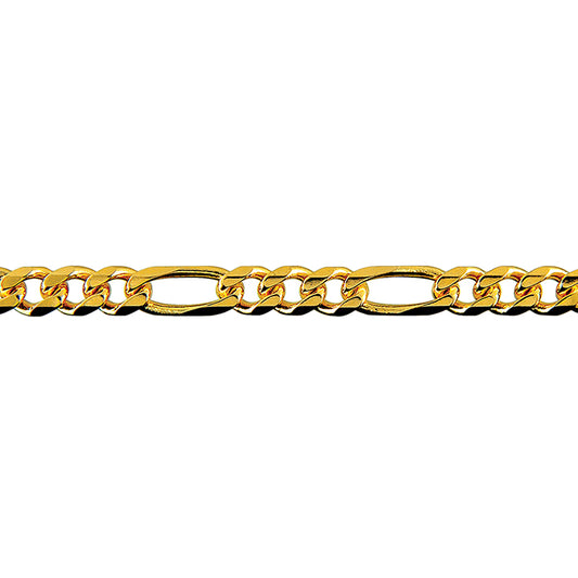 Bevelled Figaro Diamond Cut Chain 5.40mm — Yellow Gold