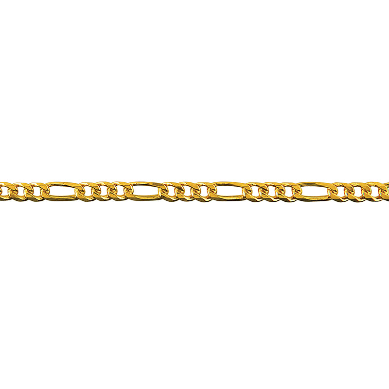 Bevelled Figaro Diamond Cut Chain 2.80mm — Yellow Gold