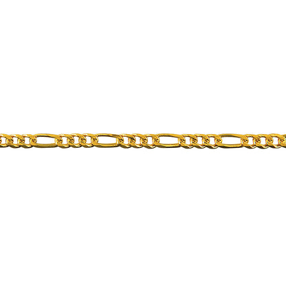 Bevelled Figaro Diamond Cut Chain 2.80mm — Yellow Gold