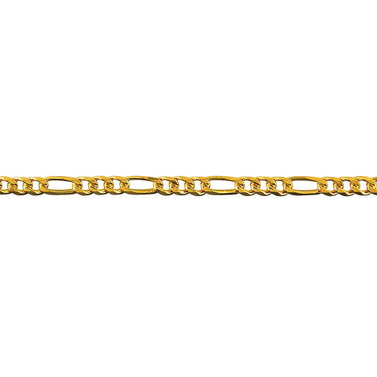 Bevelled Figaro Diamond Cut Chain 2.80mm — Yellow Gold