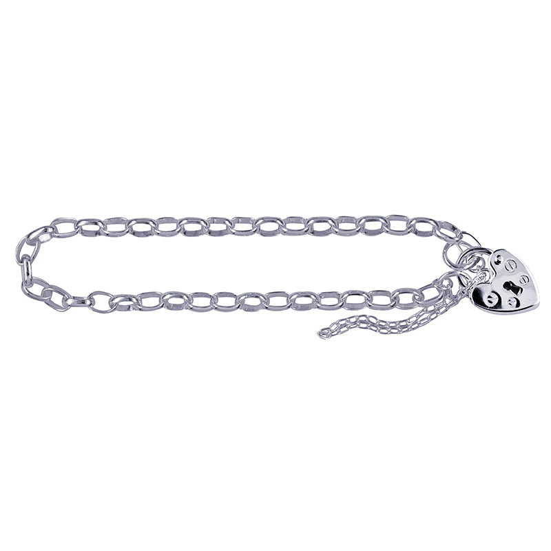 Oval Belcher Plain Padlock Bracelet