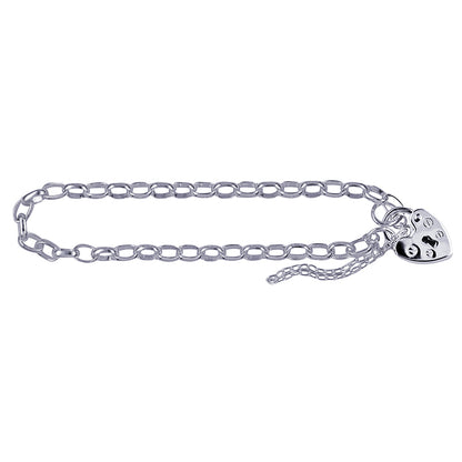Oval Belcher Plain Padlock Bracelet