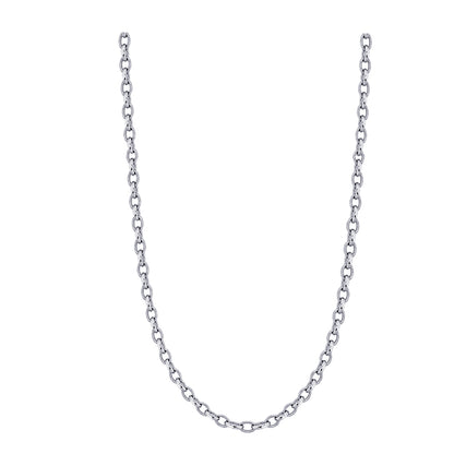 Oval Belcher Chain 1.50mm — White Gold