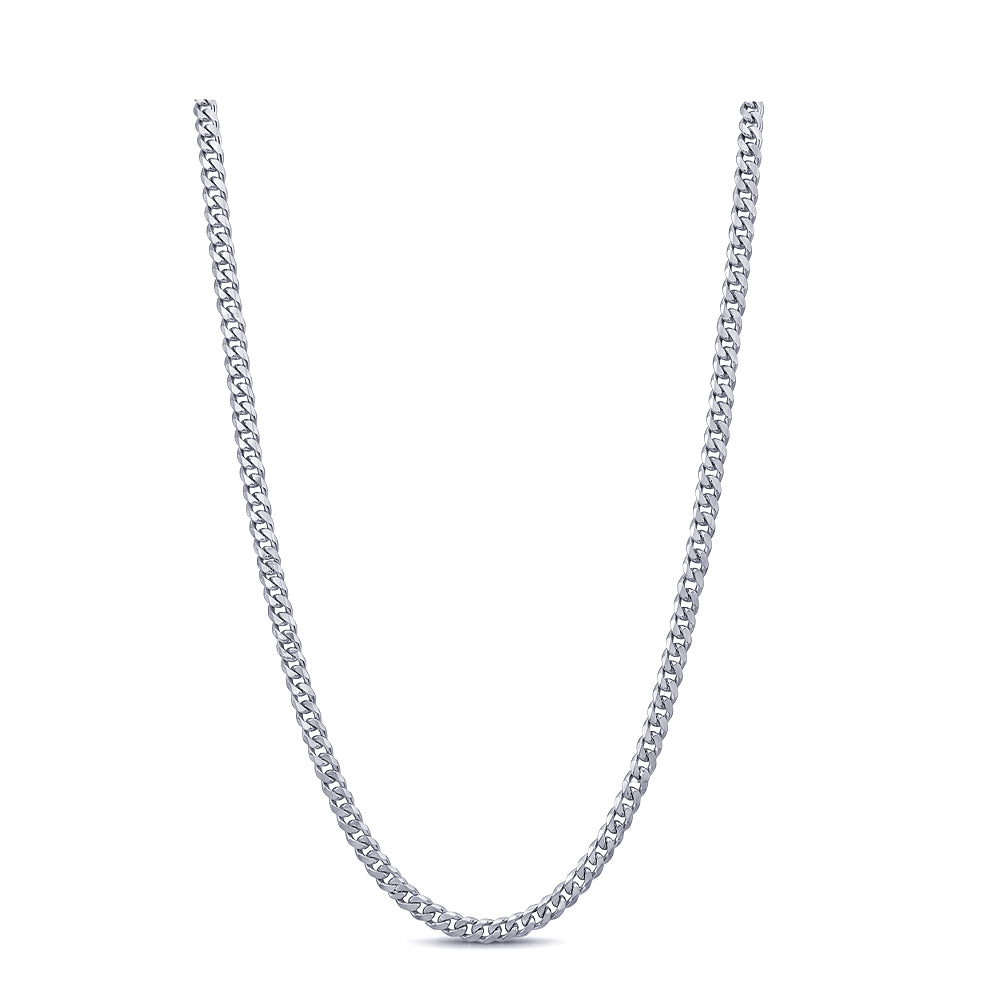 Diamond Cut Curb Chain 1.0mm — White Gold