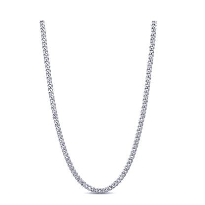 Diamond Cut Curb Chain 1.0mm — White Gold