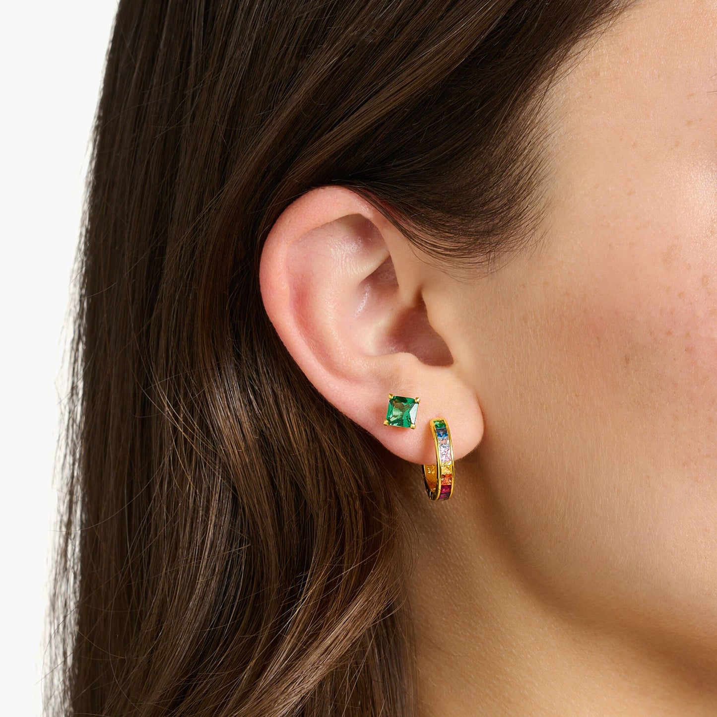 THOMAS SABO Hoop earrings colourful stones pavÃ© gold