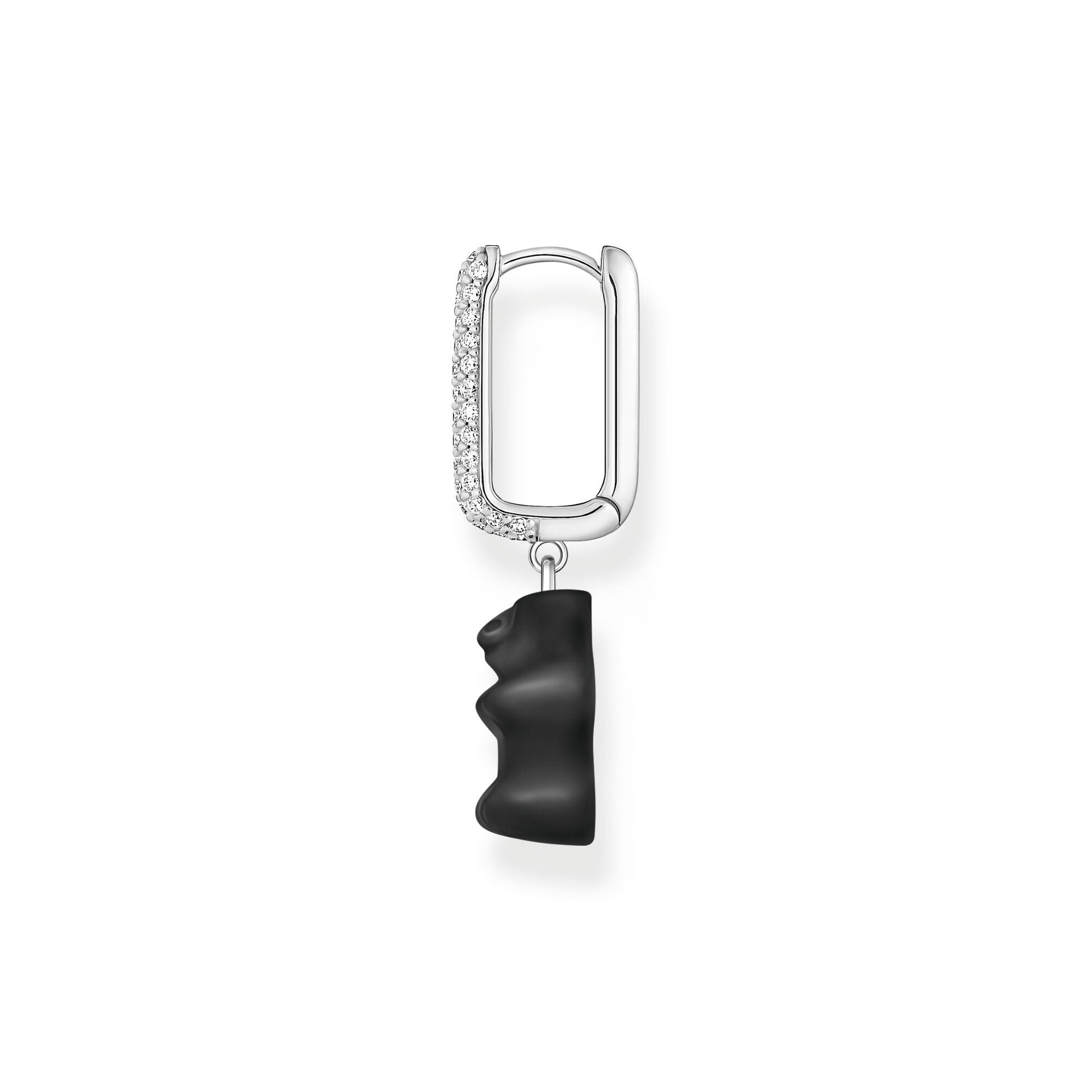 THOMAS SABO Single hoop earring medium sized with black goldbear