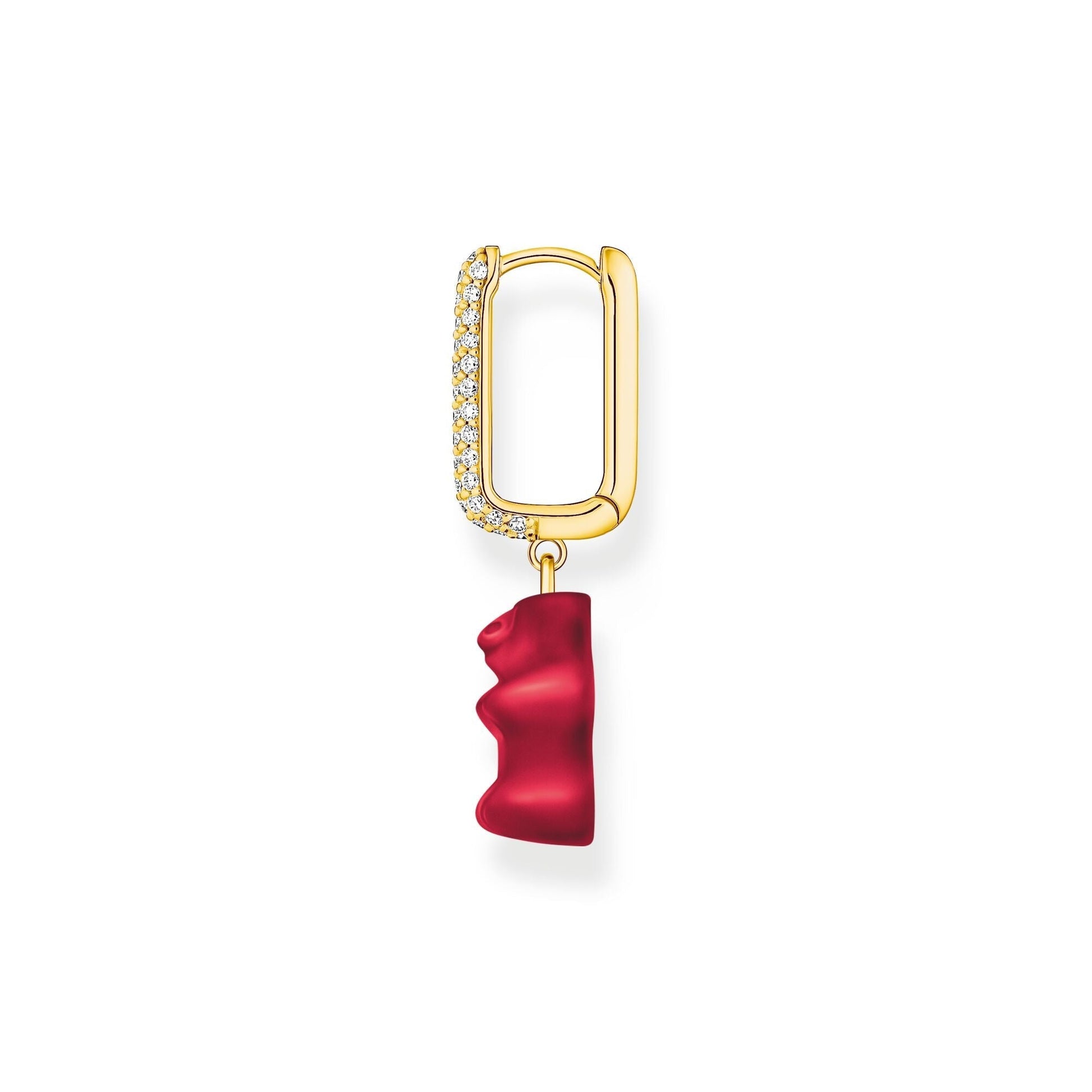 THOMAS SABO Single hoop earring medium sized with red goldbears