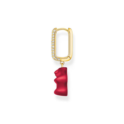 THOMAS SABO Single hoop earring medium sized with red goldbears
