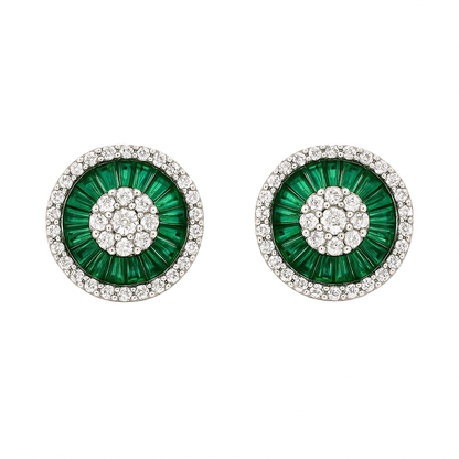 Radiance Halo Studs Green & White Gold
