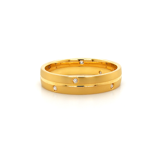 18K YG SCATT IVI DIA MATT FINISH BAND