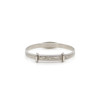RHODIUM PLATED STERLING SILVER BABY BANGLE WITH CZ