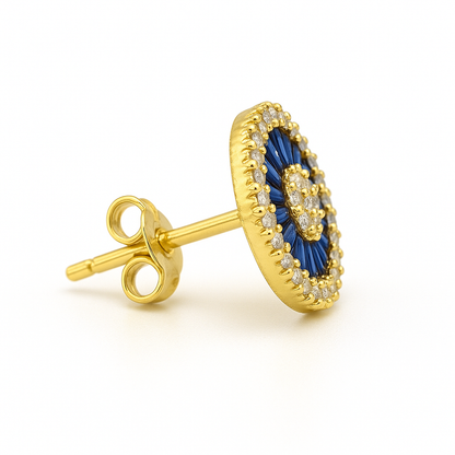Radiance Halo Studs Blue & Gold