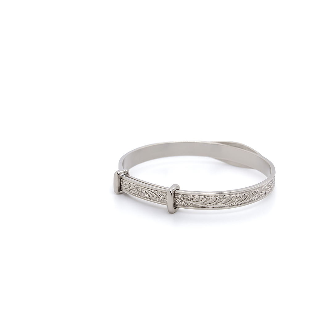RHODIUM PLATED STERLING SILVER BABY BANGLE WITH CZ