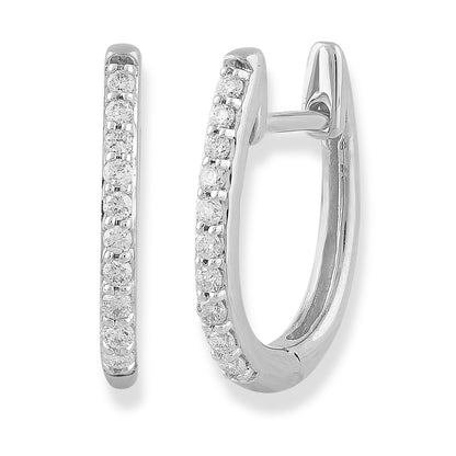 Huggie Earrings with 0.15ct Diamonds in 9K White Gold