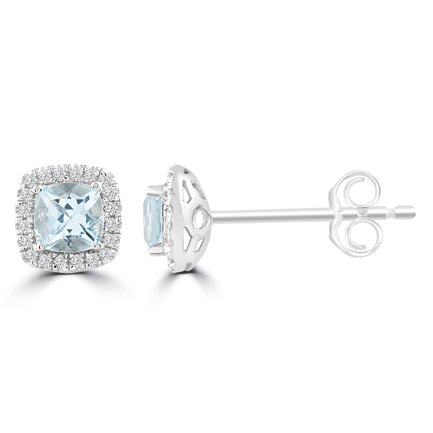 Aquamarine Earrings with 0.09ct Diamonds in 9K White Gold