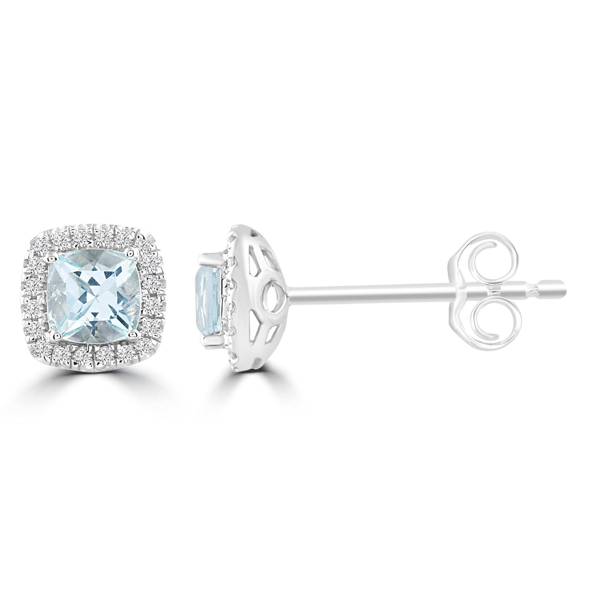 Aquamarine Earrings with 0.09ct Diamonds in 9K White Gold