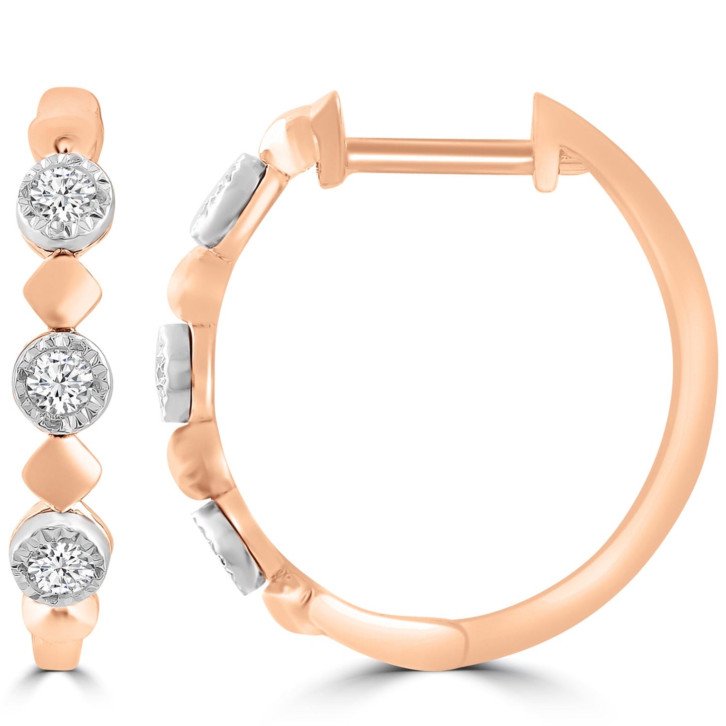 Hoop Earrings with 0.10ct Diamonds in 9K Rose Gold