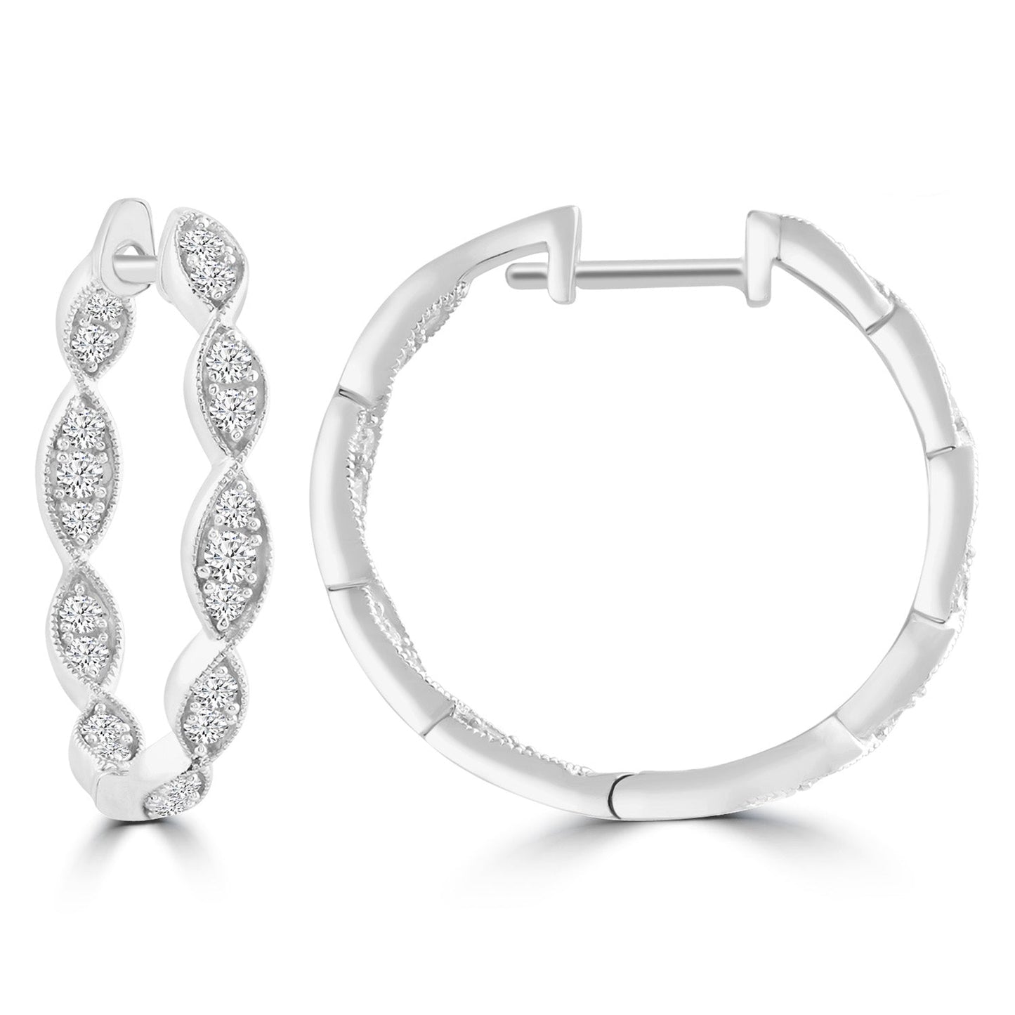 Inside Out Hoops with 0.50ct Diamonds in 9K White Gold