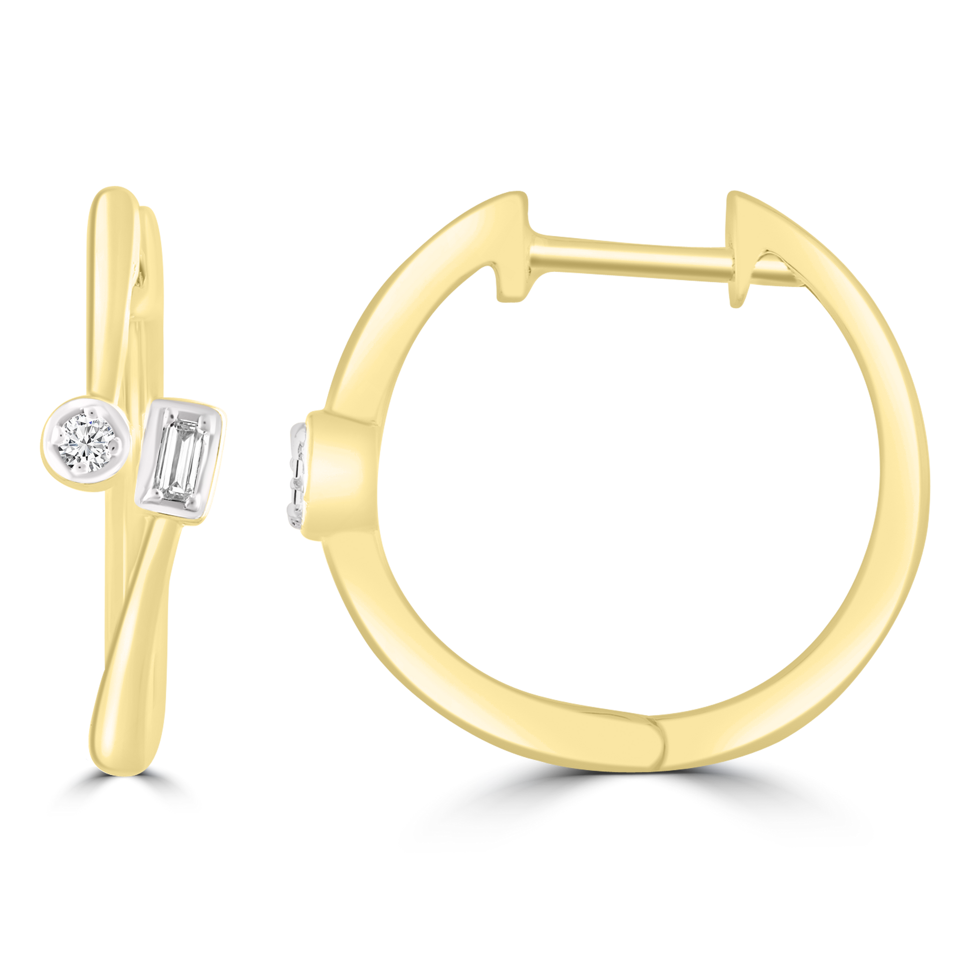 Diamond Hoop Earrings with 0.06ct Diamonds in 9K Yellow Gold