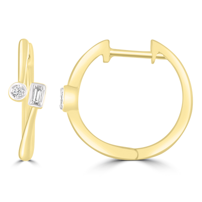 Diamond Hoop Earrings with 0.06ct Diamonds in 9K Yellow Gold