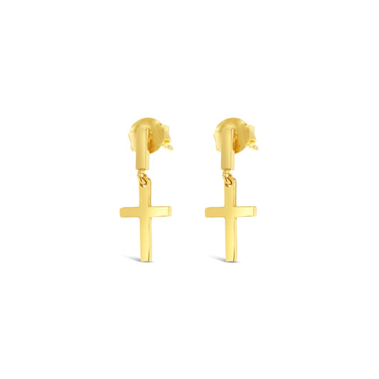 9Y Plain Cross on Bar Stud Drop Earring