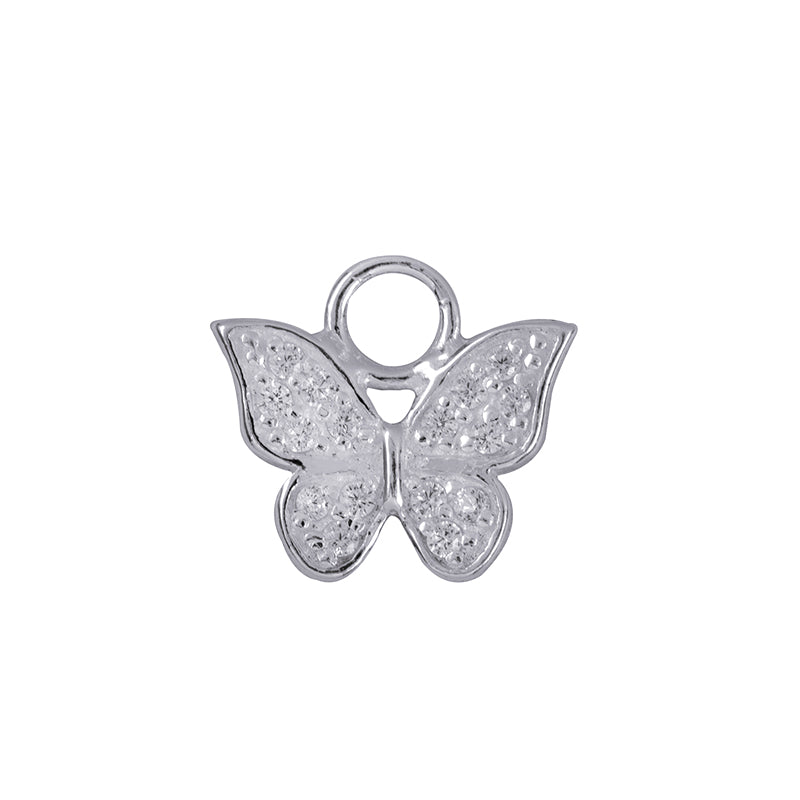 Interchangeable White Cz Butterfly Drop Charm