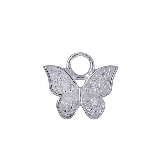 Interchangeable White Cz Butterfly Drop Charm