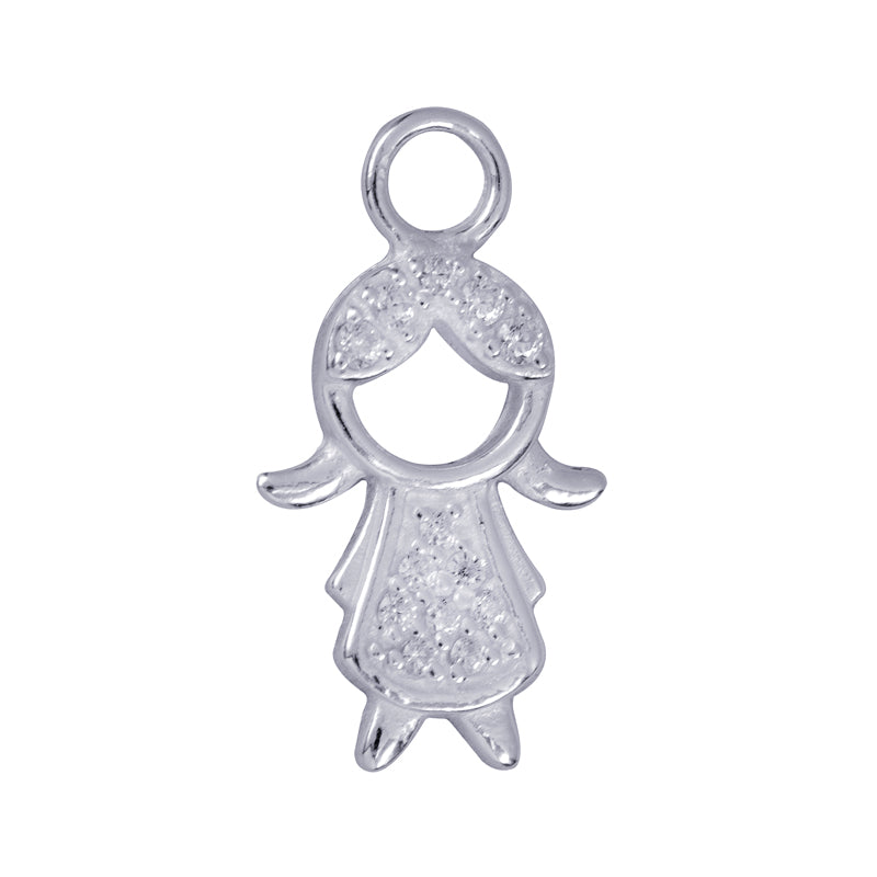 Interchangeable White Cz Girl Drop Charm