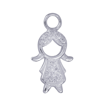 Interchangeable White Cz Girl Drop Charm