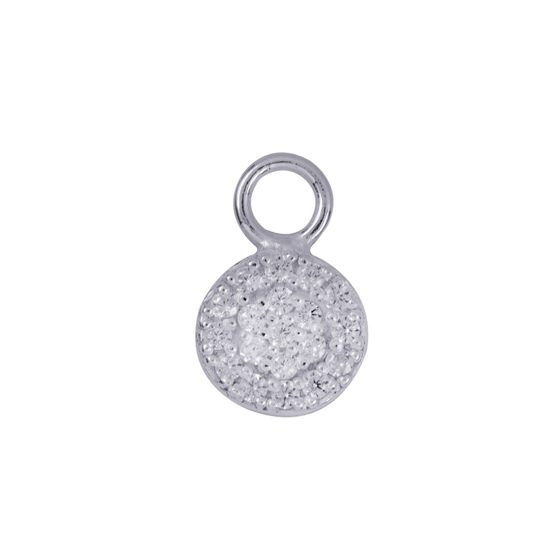 Interchangeable Round White Cz Flat Disc Drop Charm