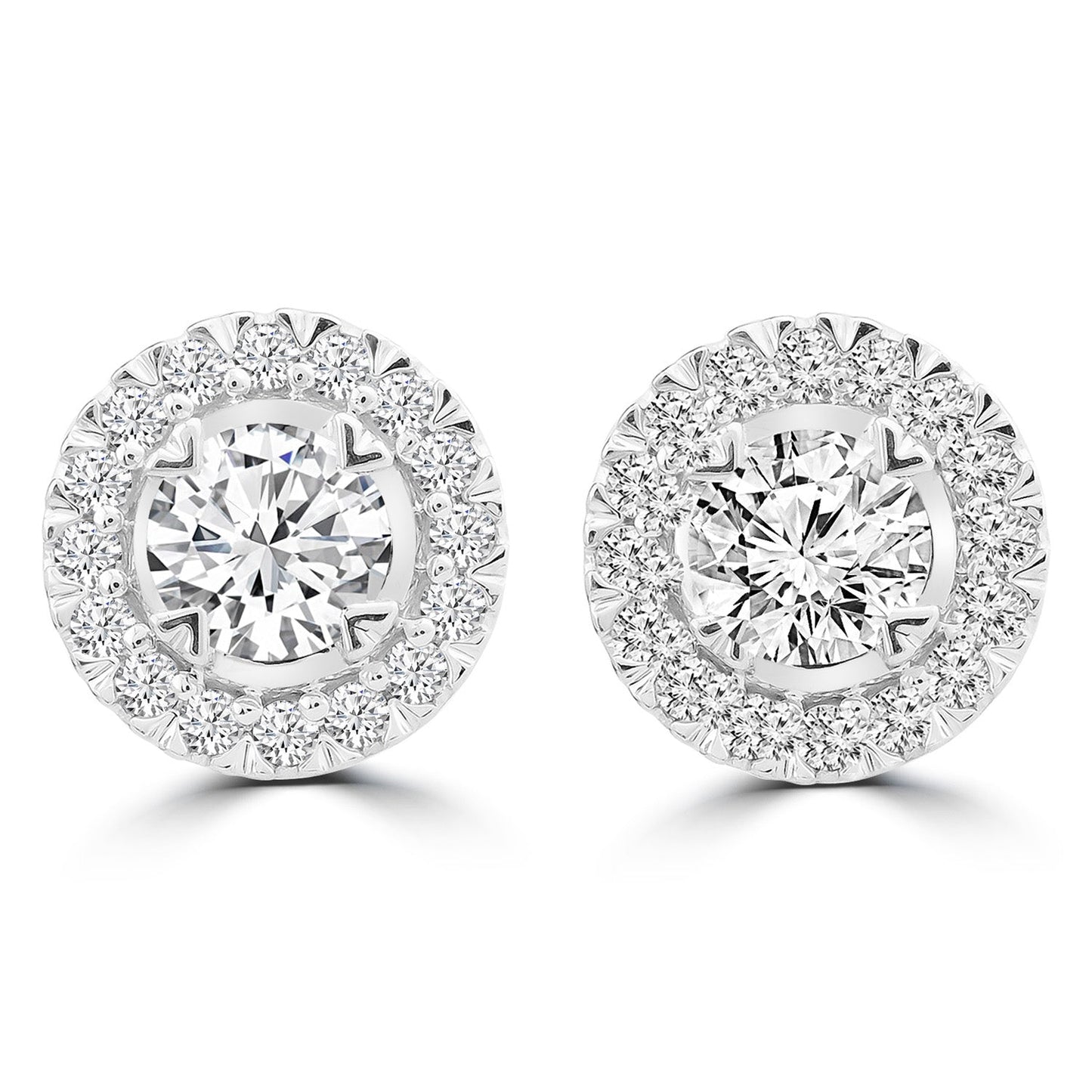 Halo Stud Earrings with 0.50ct Diamonds in 9K White Gold - EF-5121-W