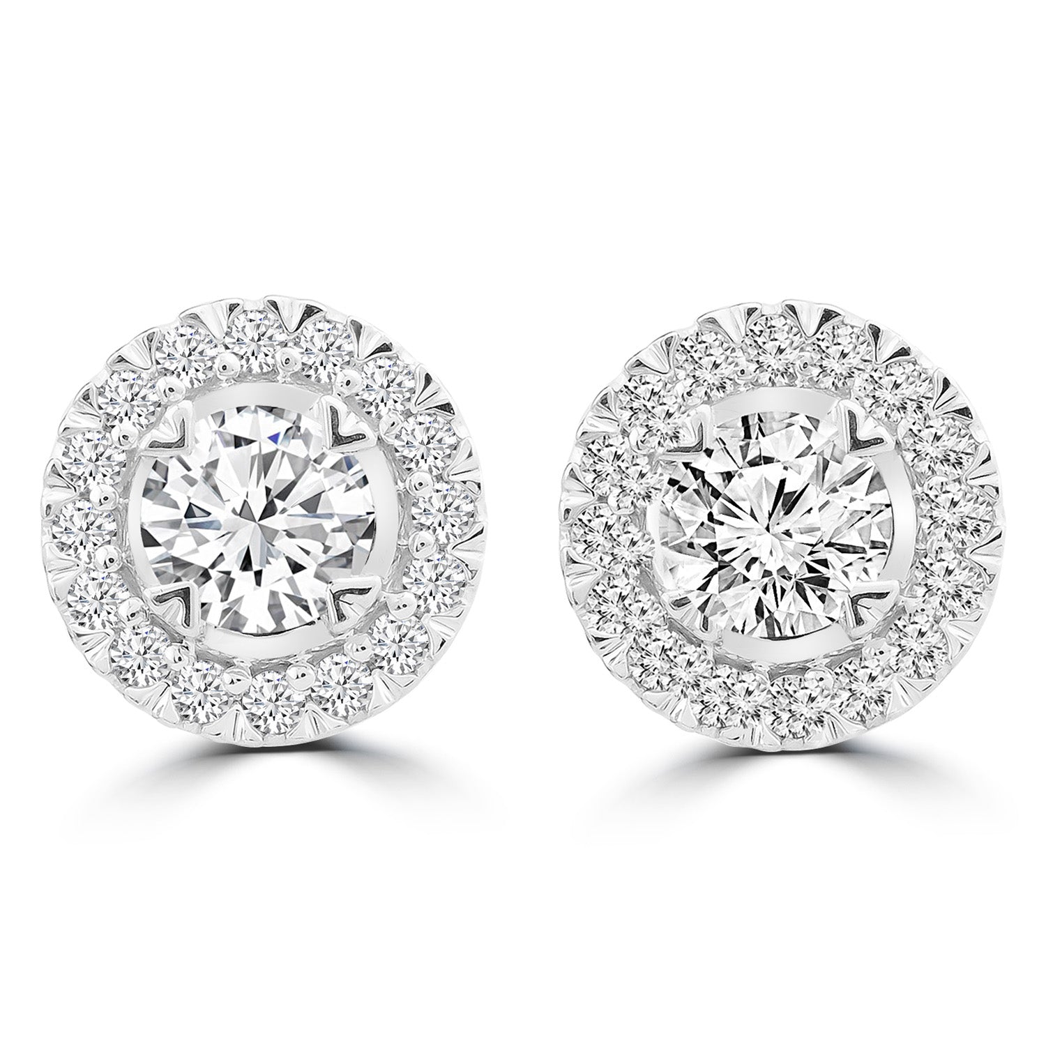Halo Stud Earrings with 0.50ct Diamonds in 9K White Gold - EF-5121-W