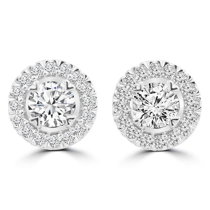 Halo Stud Earrings with 0.50ct Diamonds in 9K White Gold - EF-5121-W