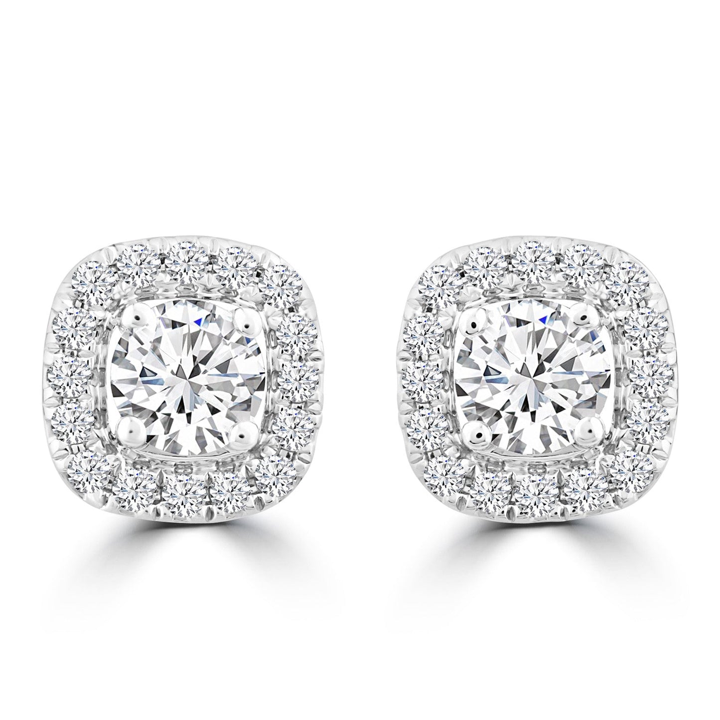 Halo Stud Earrings with 0.50ct Diamonds in 9K White Gold - EF-5970-W