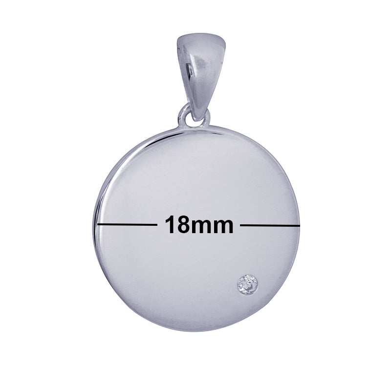 18mm Round Engravable with Cz Charm