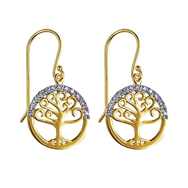 Diamond Set ‘Tree of Life’ Earwires Earrings