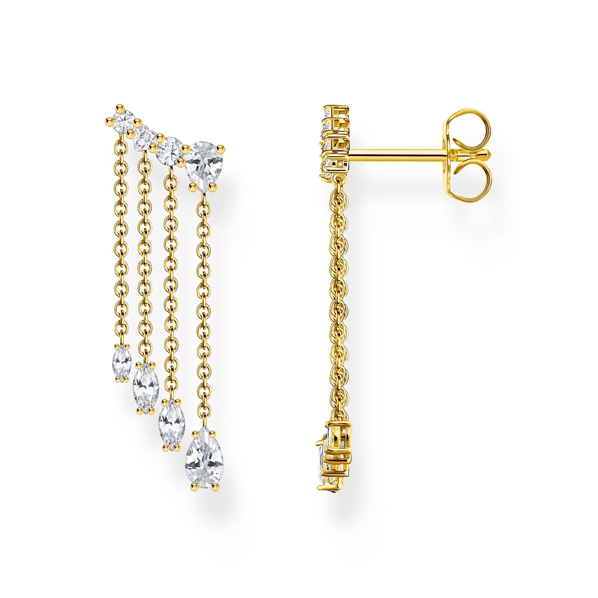 THOMAS SABO Waterfall Earrings with White Stones Gold