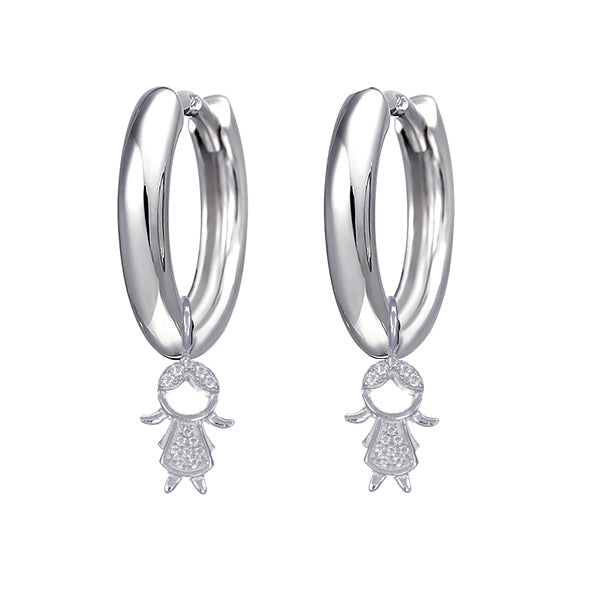 Interchangeable White Cz Girl Drop Charm