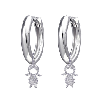 Interchangeable White Cz Girl Drop Charm