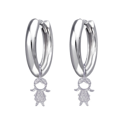 Interchangeable White Cz Girl Drop Charm