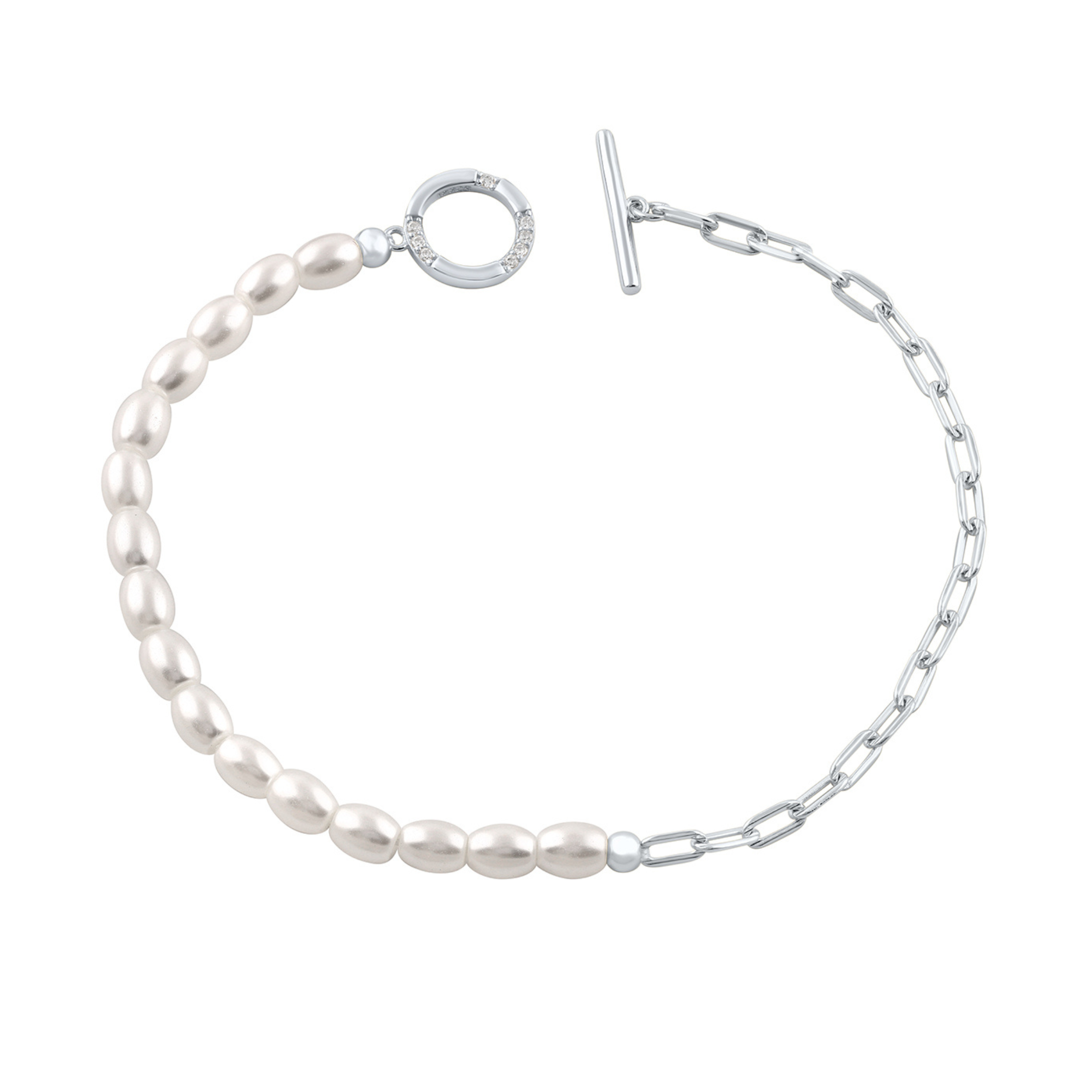 GEORGINI Alchemy Paperclip Pearl Fob Bracelet