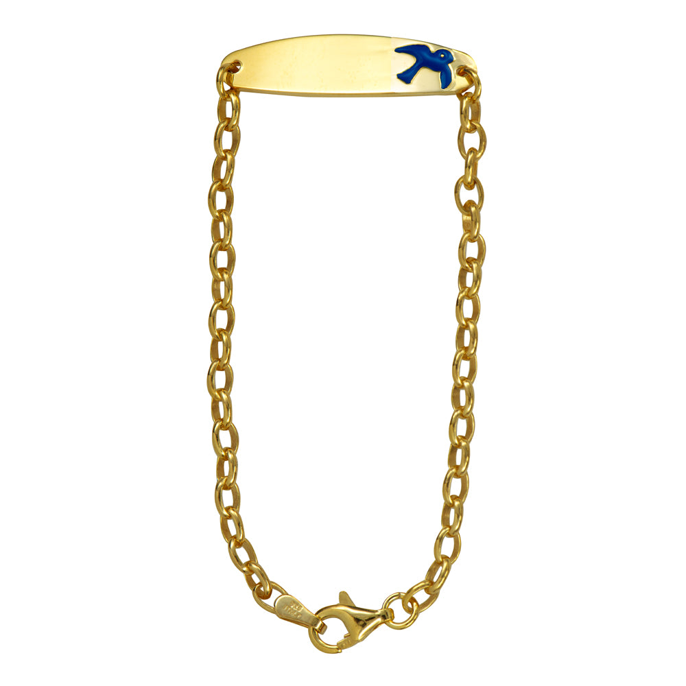 Oval Belcher Child ID with Blue Bird Bracelet