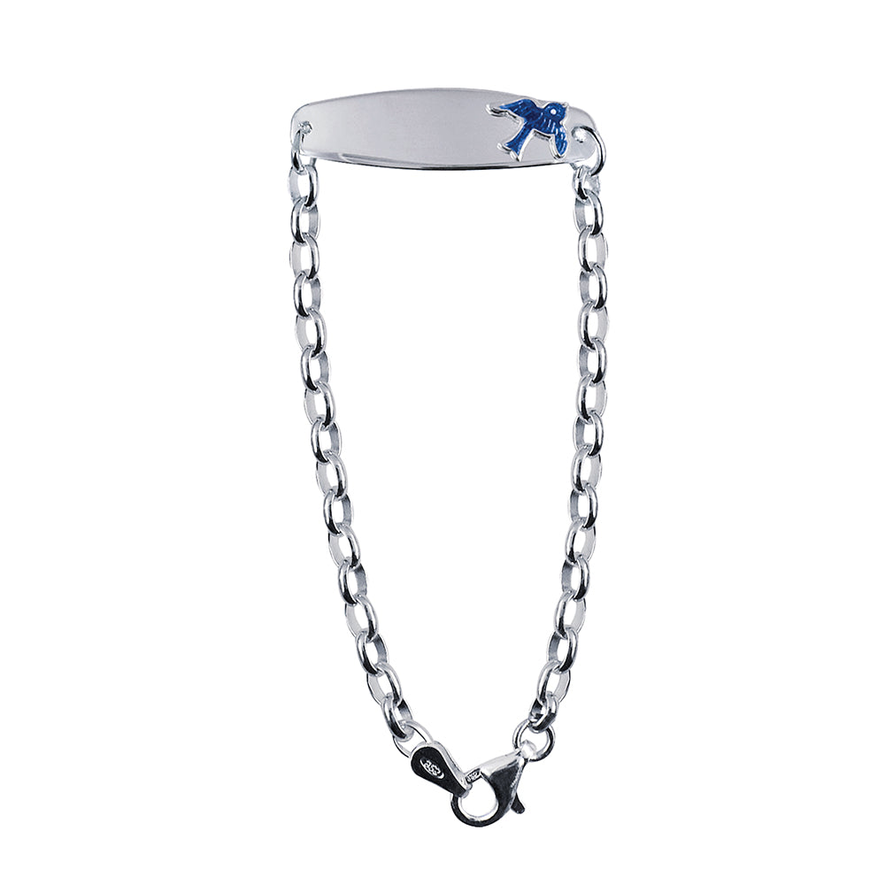 Oval Belcher Child ID with Blue Bird Bracelet