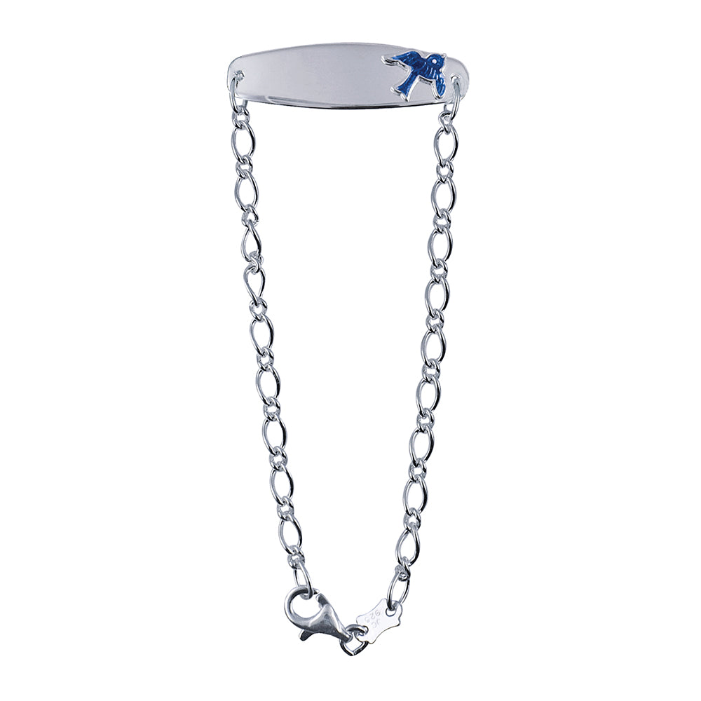 Oval Figaro 1.1 Child ID with Blue Bird Bracelet