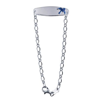 Oval Figaro 1.1 Child ID with Blue Bird Bracelet