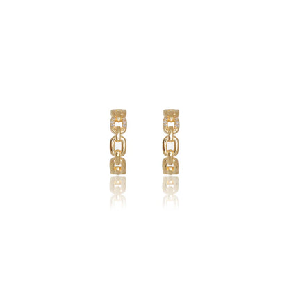 TWELVE NATURAL DIAMOND LINK EARRINGS GOLD