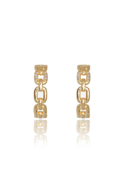TWELVE NATURAL DIAMOND LINK EARRINGS GOLD