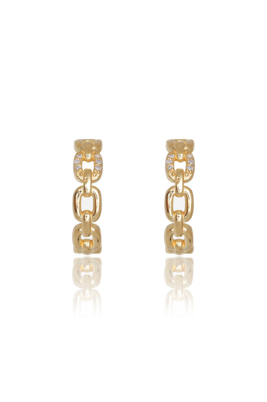 TWELVE NATURAL DIAMOND LINK EARRINGS GOLD